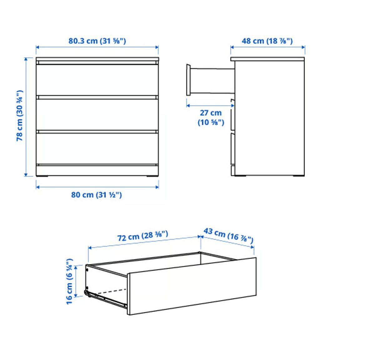 Ikea Commodes: IKEA MALM Kommode mit 3 Schubladen – D'occasion à Wetzikon ZH par ana_ana 3