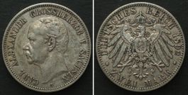 SACHSEN-WEIMAR-EISENACH 2 Mark 1892 A CARL ALEXANDER vz