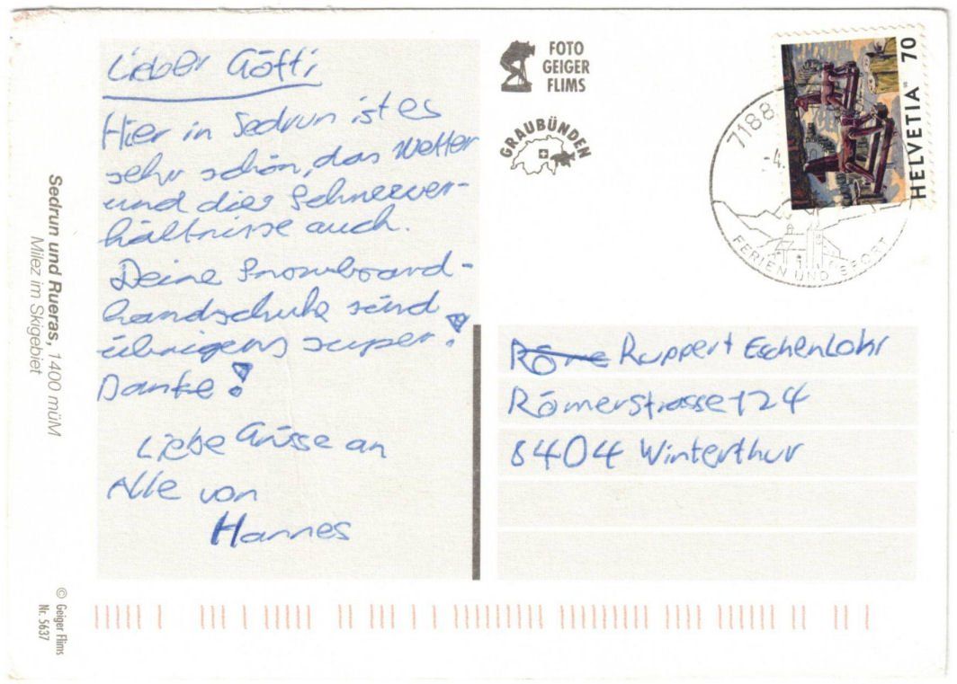 Cartoline postali: Dieni - Skigebiet Milez – Usato da Binningen venduto da Mountainrider 1
