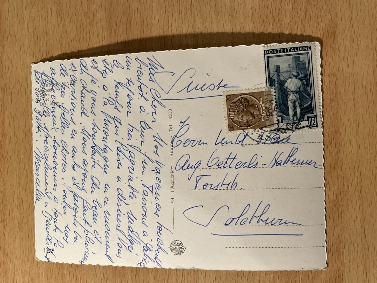 Cartoline postali: Alte Ansichtskarte Gabicce Mare - La ridente spiaggia – Usato da Hinwil venduto da Chuan2 1