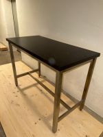 Bartisch / Beistelltisch aus Chromstahl und Holz