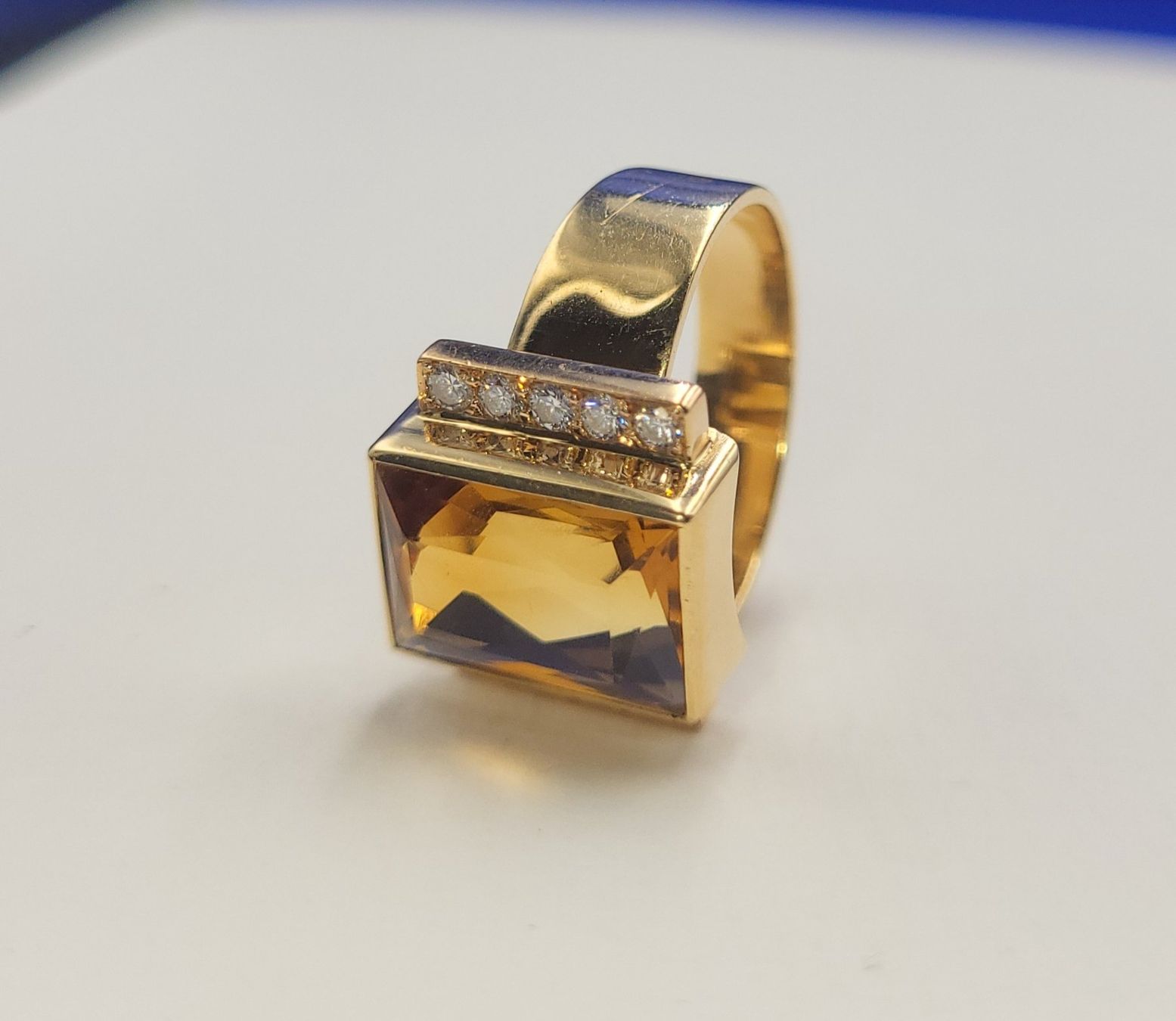 Anelli: Massiv 585 Gold Ring Mit Diamanten und Citrin – Usato da Wald ZH venduto da Aniade 8