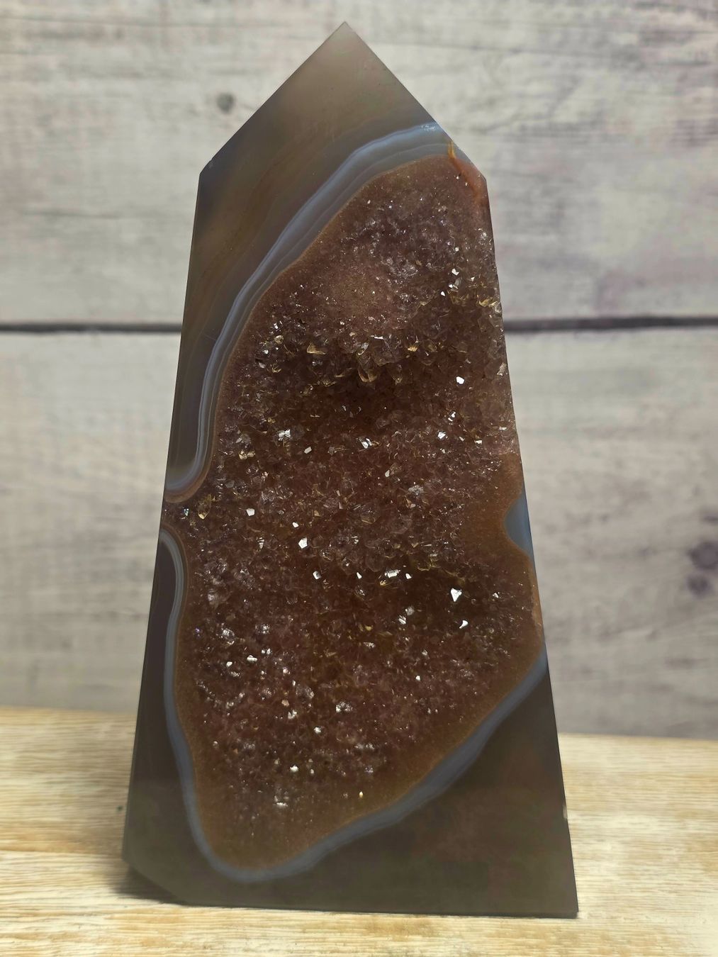 Minerali & Pietre curative: Amethyst-Achat Obelisk 370g – Nuovo e nell'imballaggio originale da Matzingen venduto da Shay_Crystalz