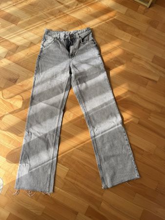 Zara High-Waist Jeans Grau Wide Leg, Grösse 36