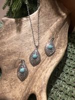 Hübsches Schmuckset, Silberlook mit Türkis NEU