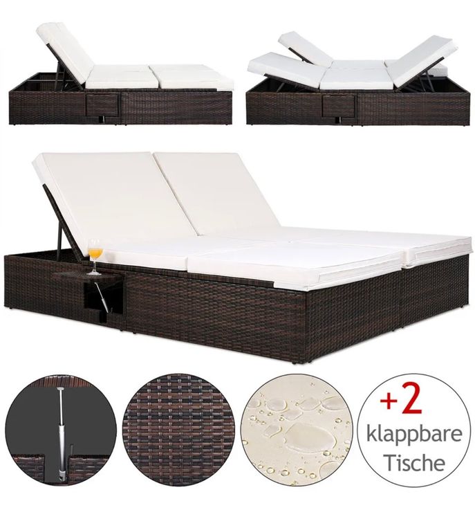 + Doppelliege Sonnenliege Gartenliege Polyrattan Garten Kaufen auf