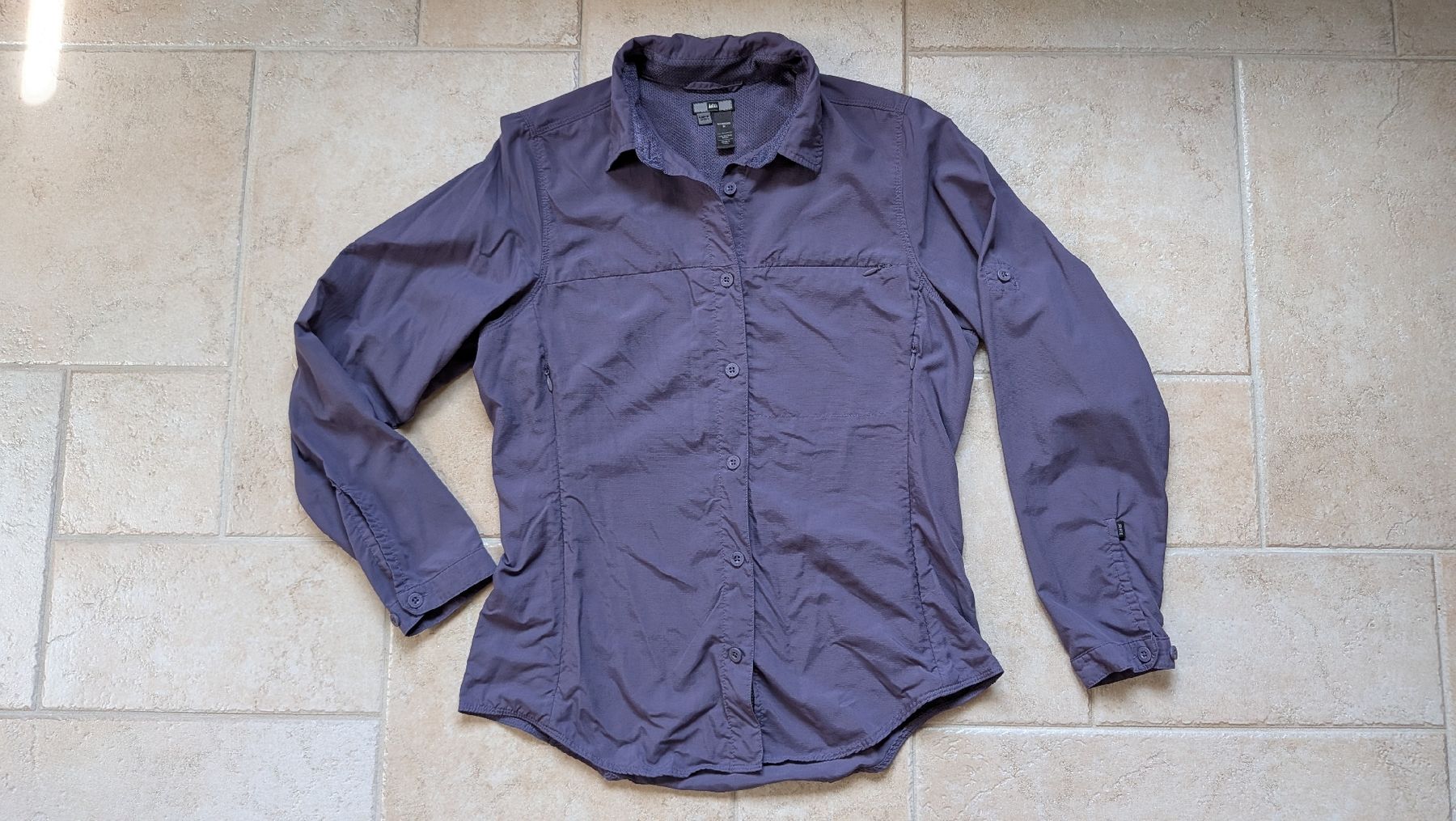 Camicette: Lila-grau Damen Wanderhemd REI M – Usato da Adlikon b.Regensdf venduto da foofdoll