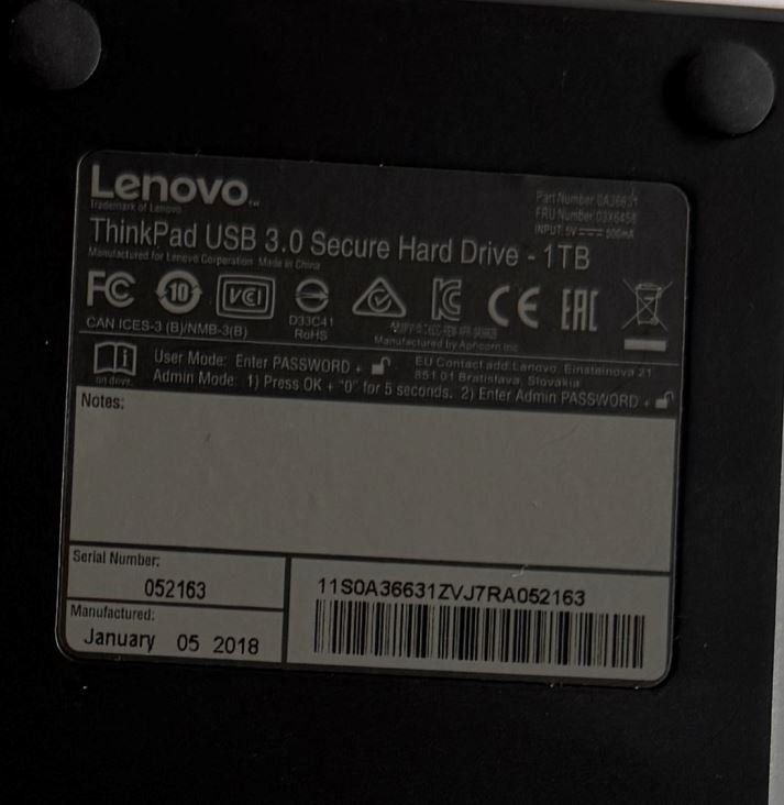 Lenovo Harddisks: HD extern 1TB Verschlüsselt USB3 – Gebraucht aus Pfäffikon ZH von Eweco61 2