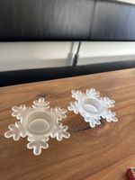 2er Set Kerzenhalter Schneeflocke mattiert, Winterdeko