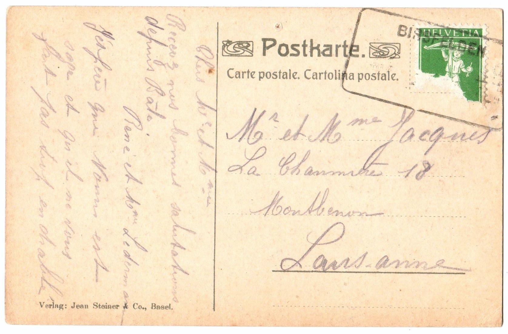 Cartoline postali: Birsfelden - Aushilfsstempel - Basel Steinenthorstrasse – Usato da Chavornay venduto da 4dphila 2
