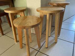 Holzhocker massiv, Handarbeit