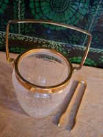 Retro, Eiskübel Glas Eiswürfelbehälter mit Zange 50er -70er