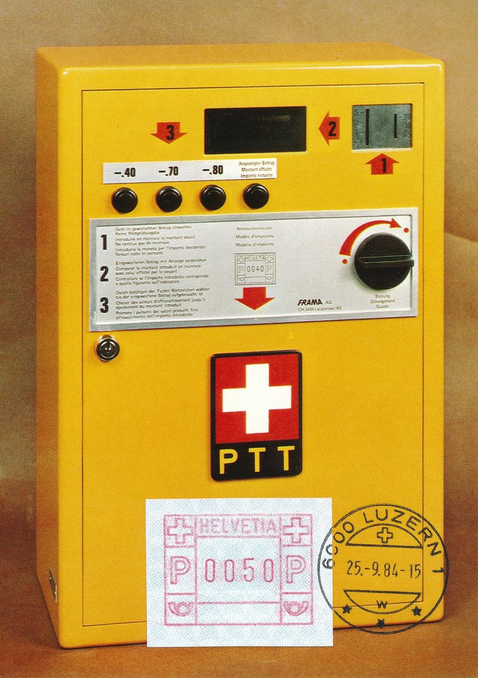 Tutti i francobolli: Farbfoto ATM Automat Frama FE 274 – Usato da Luzern venduto da atms