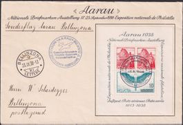 1938, W11 auf Ausstellungs-Brief von AARAU, sehr sauber !