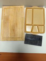 Holzschneidebrett mit Keramik-Servierplatte & Stein (em454)