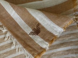 Emporio Armani Scarf Striped Brown White Frayed Edges