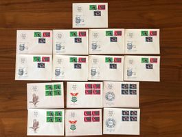 FDC 21.2.1966, 9x Satz und je 3x 4er Bl.