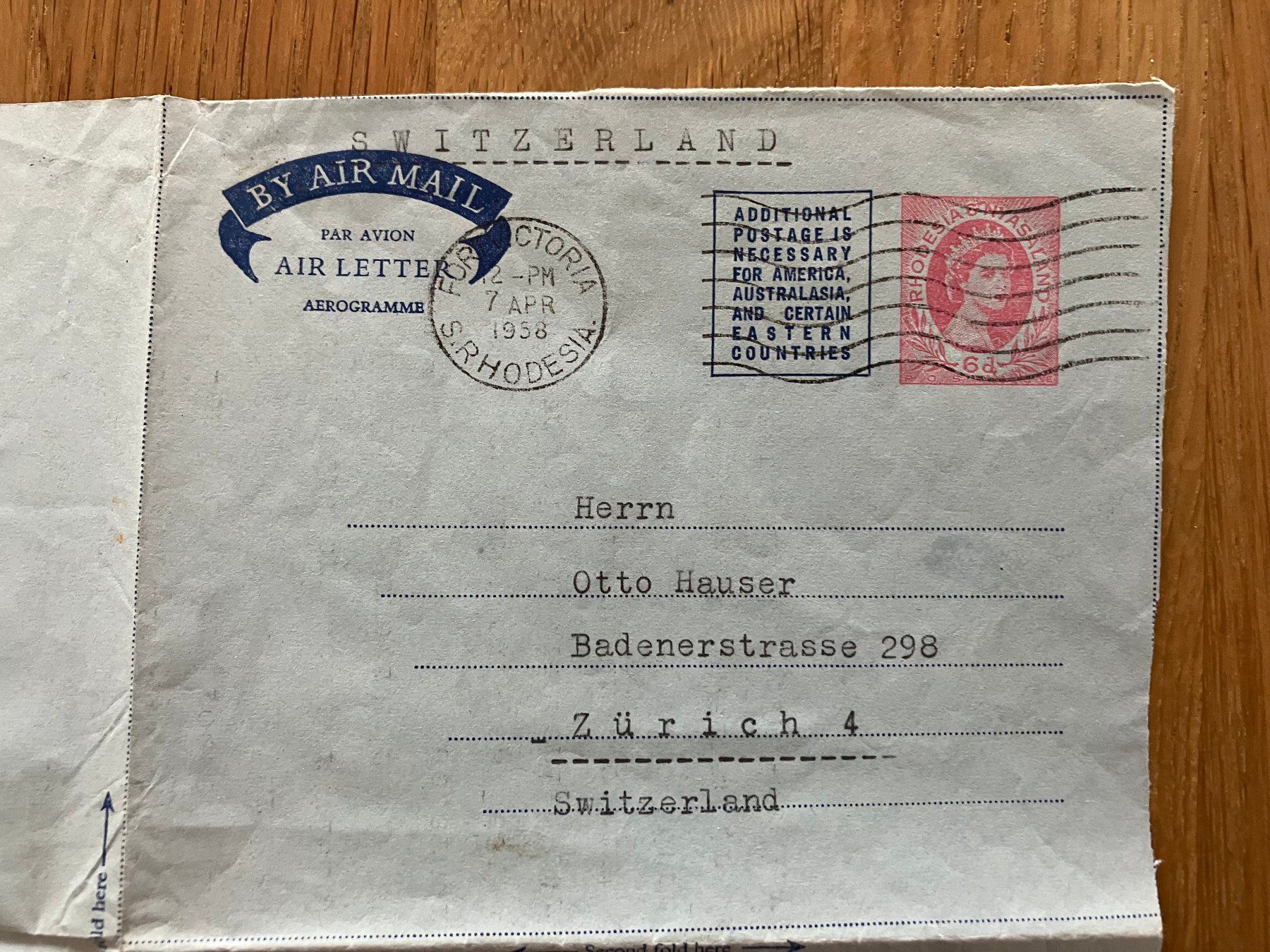 Tous les timbres: Luftpostbrief Rhodesien – D'occasion à Bolligen par Isebo 1