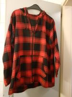 Kapuzenjacke rot schwarz kariert mit Reissverschluss 46