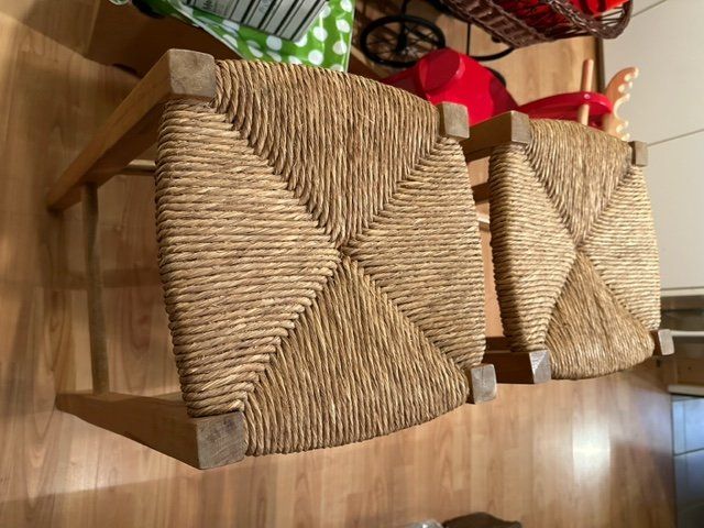 Sgabelli: 2 SGABELLI IN RAFIA ANNI 60 PERFETTI 66 cm altezza – Usato da Davesco-Soragno venduto da kappas 5