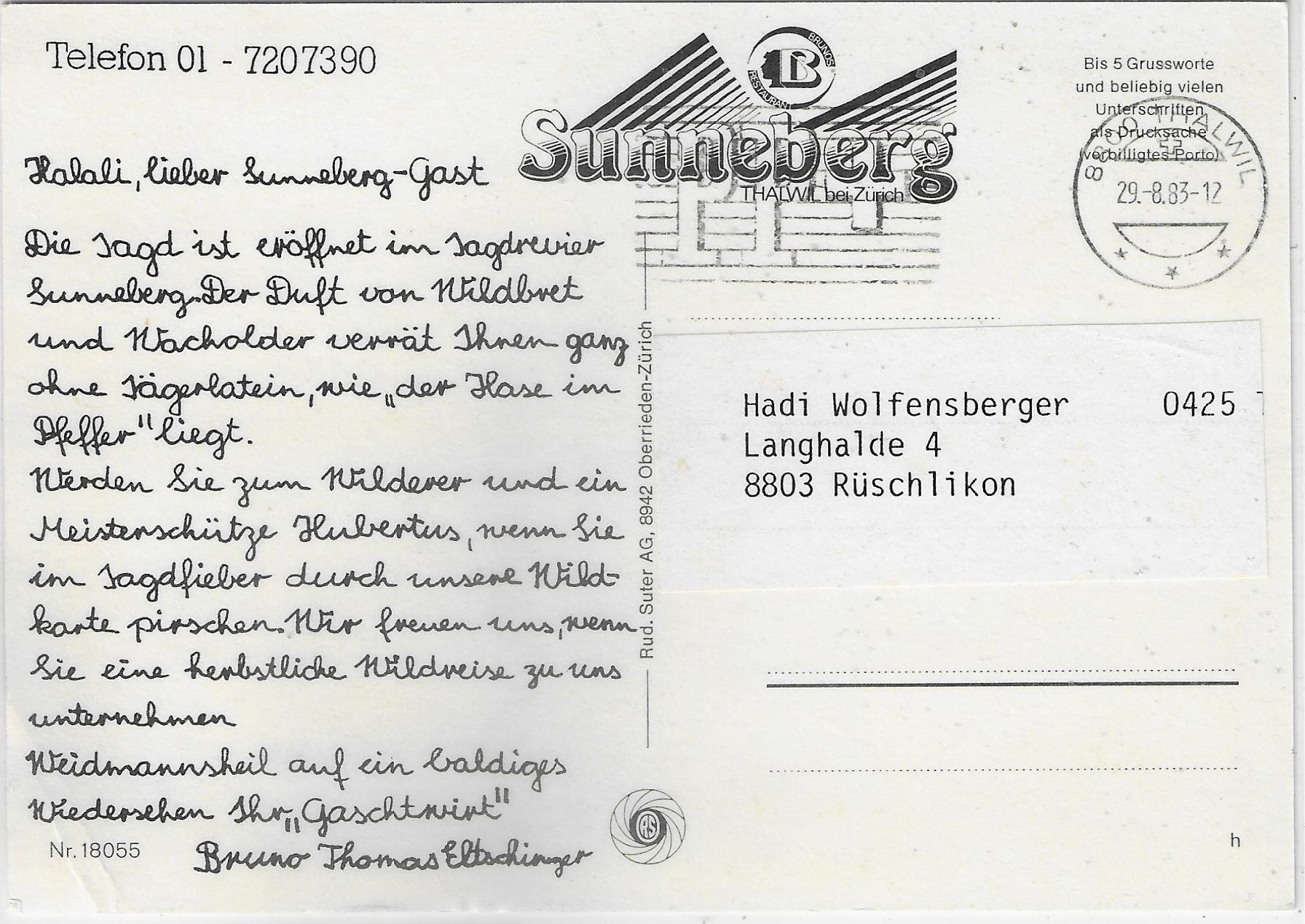 Cartoline postali: Thalwil - Sunneberg – Usato da Ettingen venduto da Kartenplanet 1