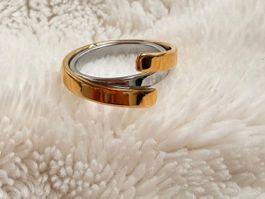 Ring aus Edelstahl, zweifarbig - Grösse: 7