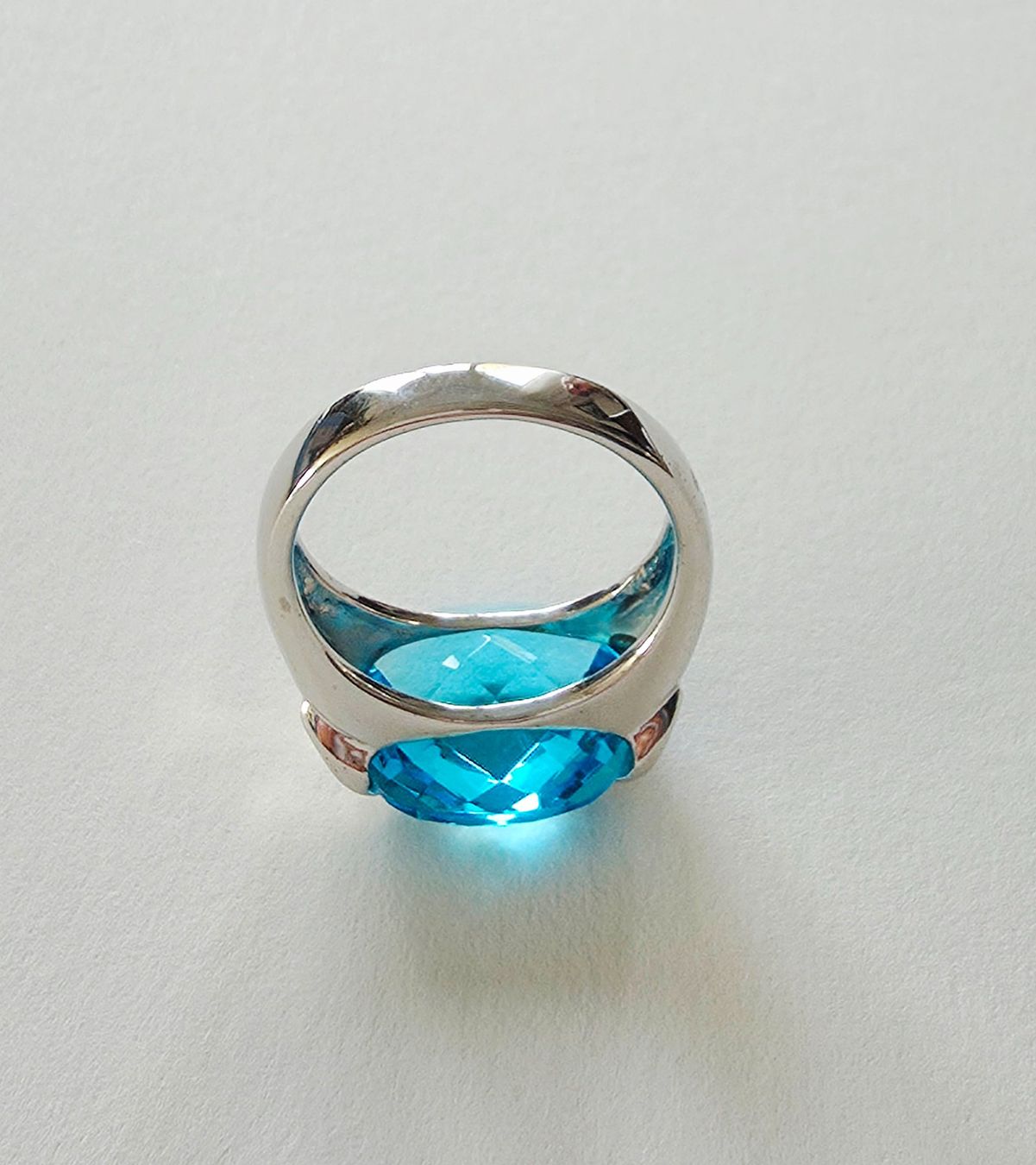 Anelli: Modernem Silberring 925 mit grossem blauem Topas - Neu – Nuovo e nell'imballaggio originale da Uetikon am See venduto da Coralreef 5