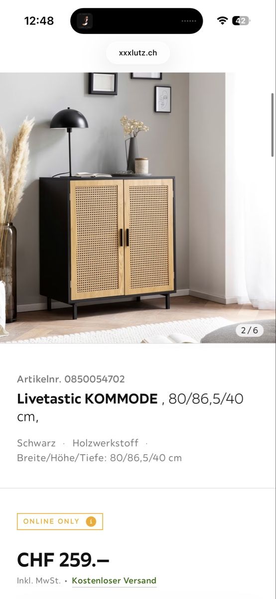 Pfister Kommoden: Schwarze Kommode mit Rattan, top Zustand – Gebraucht aus Zürich von lis_2v55