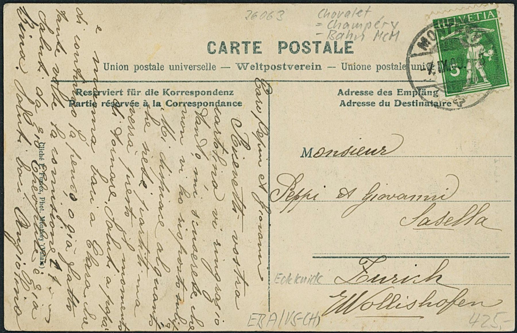 Cartes postales: VS Chavalet - Bahn MCM - Champéry – D'occasion à Schindellegi par dormay 1