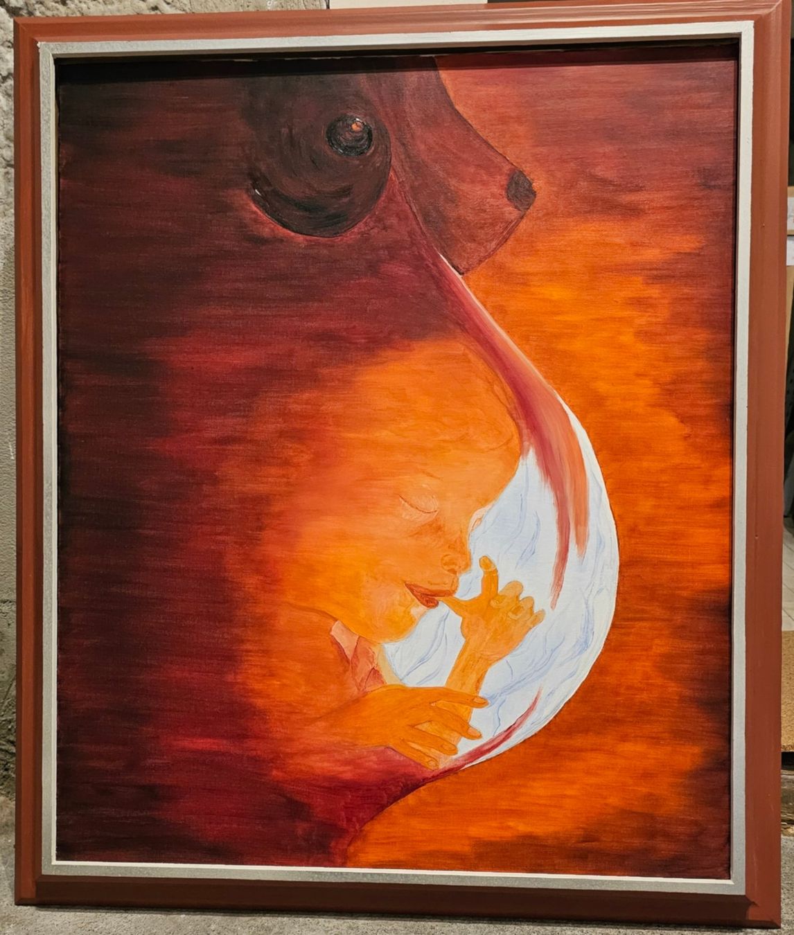 Gemälde: Ölbild eines Ungeborenen im Mutterbauch – Gebraucht aus Walenstadt von pedroju-1