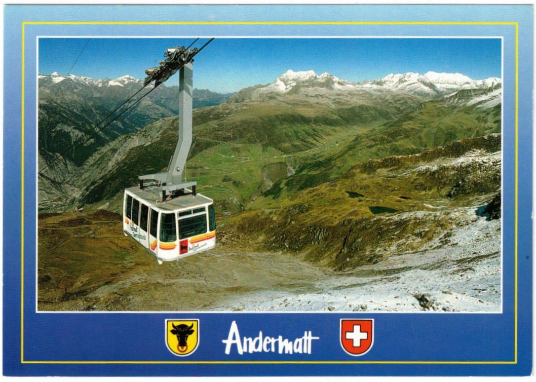 Cartoline postali: Andermatt - Luftseilbahn Andermatt--Gemstock – Usato da Binningen venduto da Mountainrider