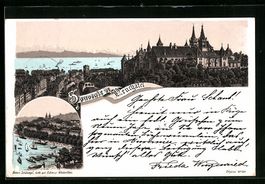 Litho Neuchâtel, Ortsansicht mit Schlos