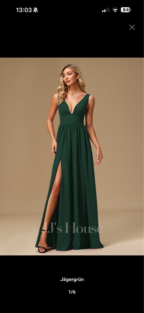 JJ’s House Vestiti: Dunkelgrünes Abendkleid mit Schlitz – Usato da Elgg venduto da fra_9p7j 7