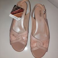 Slingpumps rosa/beige, Leder, Grösse 7 1/2 H, neu