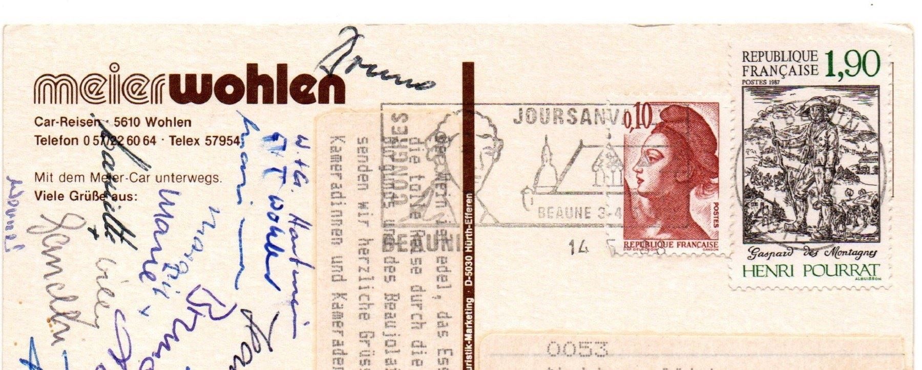Cartoline postali: WOHLEN Auto-Bus, Car-Reisen Meier – Usato da Jona venduto da philajona 1