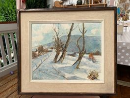 Tolles Ölgemälde, Schweizer Winterlandschaft, Jean Bütler