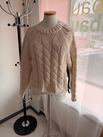 Zara, warmer Strickpullover in Creme - Neu - Gr S