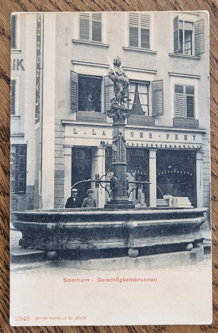 Cartes postales: Solothurn, Gerechtigkeitsbrunnen, L. Langner-Frey – D'occasion à Ebikon par Donar50