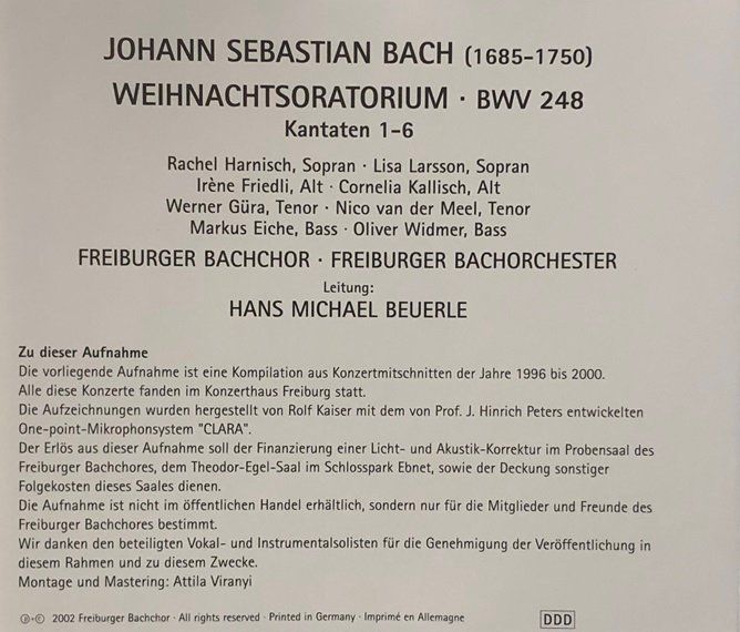 CD: Bach - Weihnachts-Oratorium BWV 248 – Usato da Grüningen venduto da azulblanco 1