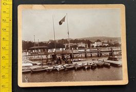 Zürich Alpenquai, Bootssteg, Uetliberg ~1900/ Photo a.Karton