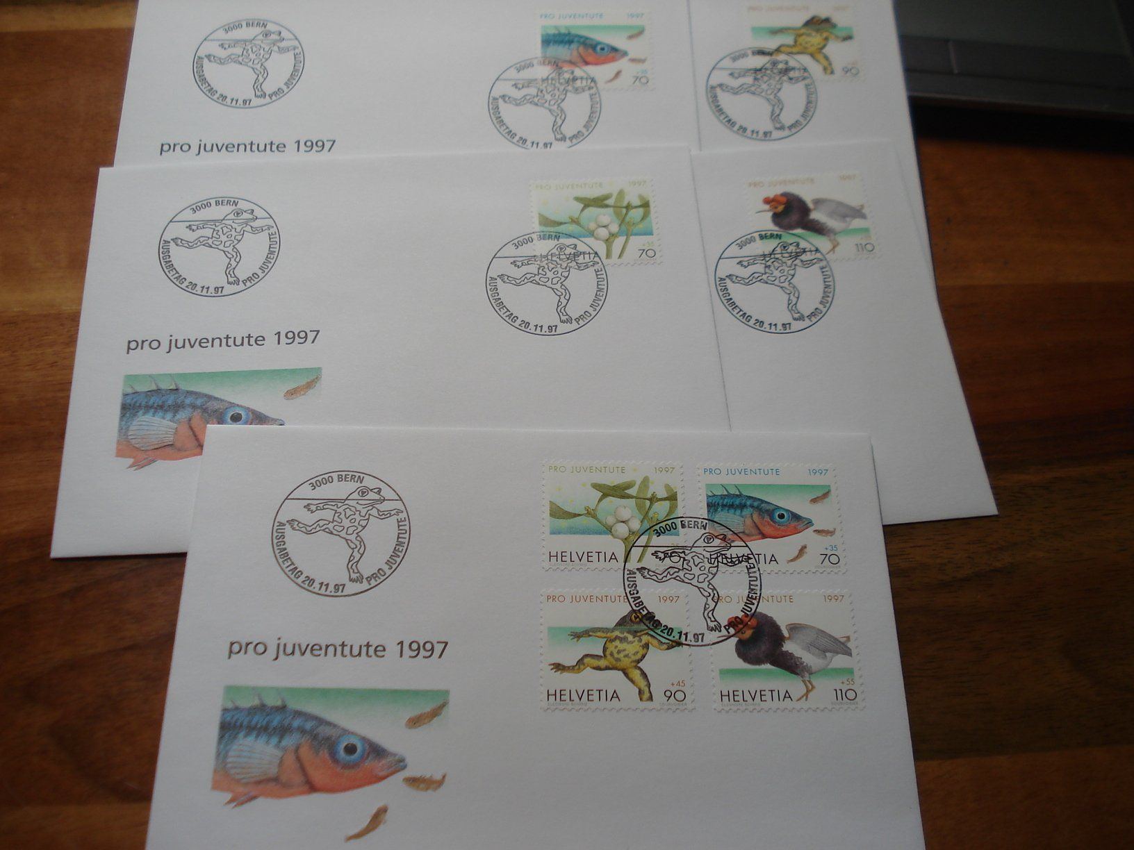 Alle Briefmarken: Pro Juventute 1997, FDC Satz und  Einzel – Gebraucht aus Niederwil AG von morostahu 1