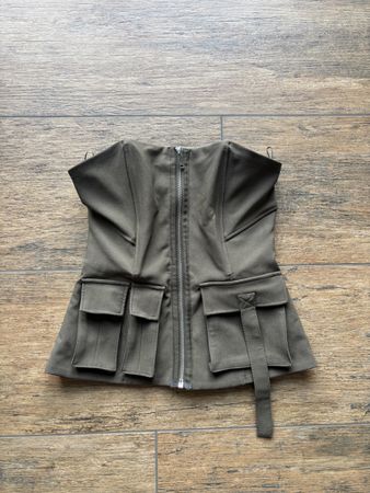Zara Korsett Top Grösse XS Damen khaki neuwertig