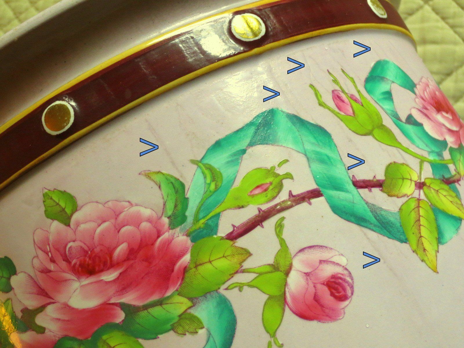 Blumentöpfe: Cache pot Minton 19e roses rubans Blumentopf Pflanzentopf – Gebraucht aus Noville von ceram 5