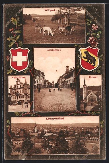Cartoline postali: Langenthal, Hotel Bären, Marktgasse, Wi – Usato da Berlin venduto da bartko-reher
