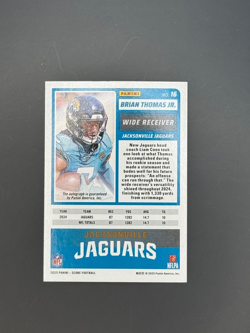 Panini Sammelbilder & Trading cards: Brian Thomas Jr. 2025 Score Auto Jaguars #16 – Gebraucht aus Malters von cap.design_ 1