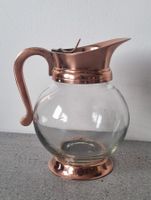 Kupfer-Glaskrug, Wasserkrug mit Henkel & Scharnierdeckel 7dl