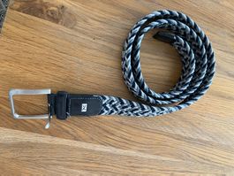 Herrengurt, geflochten, Textil, dunkelblau,grau gemustert