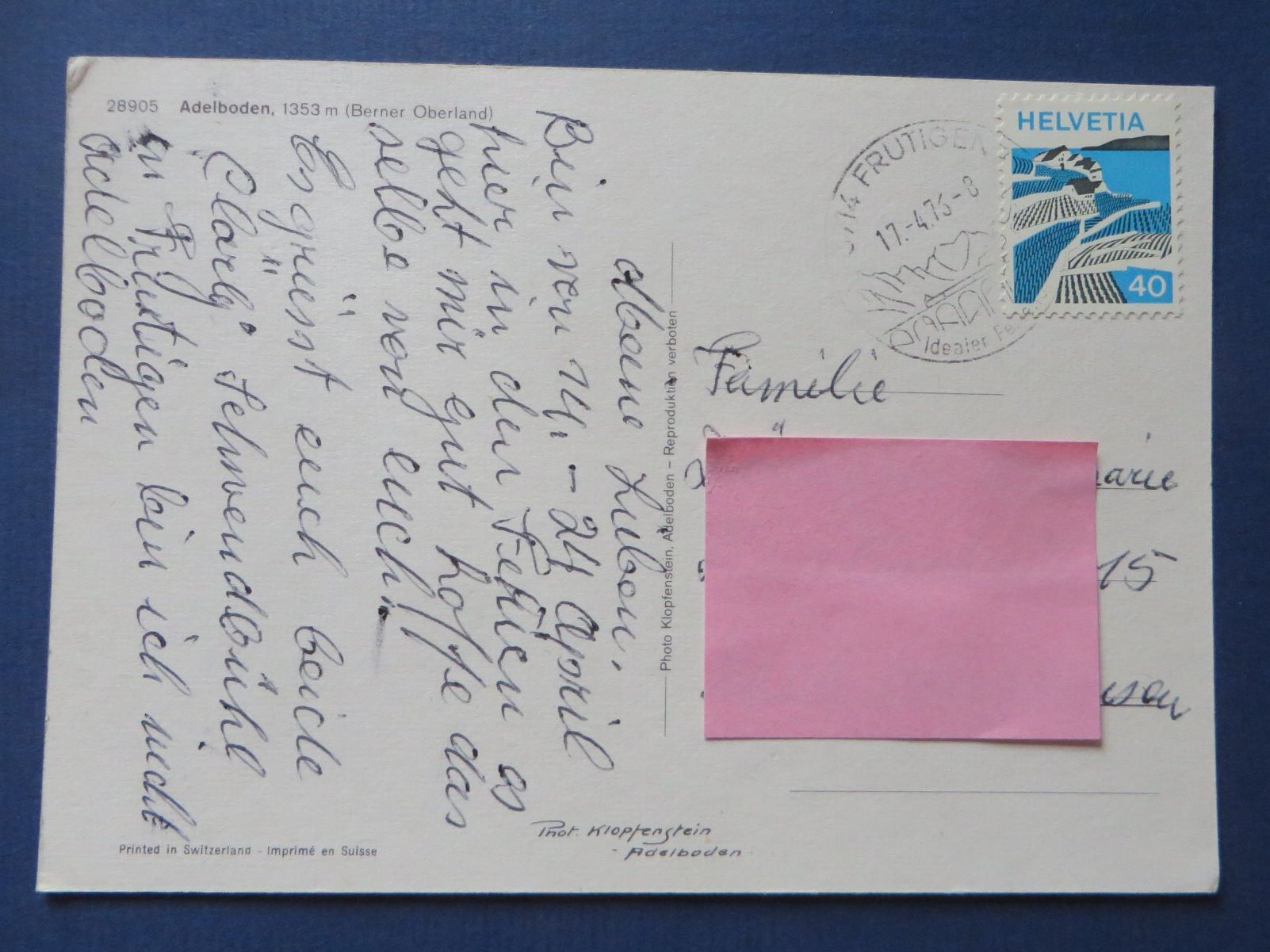 Ansichtskarten: Vintage Ansichtskarte Adelboden, gelaufen 1976 – Gebraucht aus Neuhausen am Rheinfall von Arielle55 1