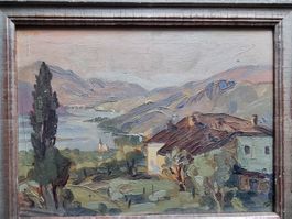 GEMÄLDE MIT BERG UND SEELANDSCHAFT MIT RAHMEN