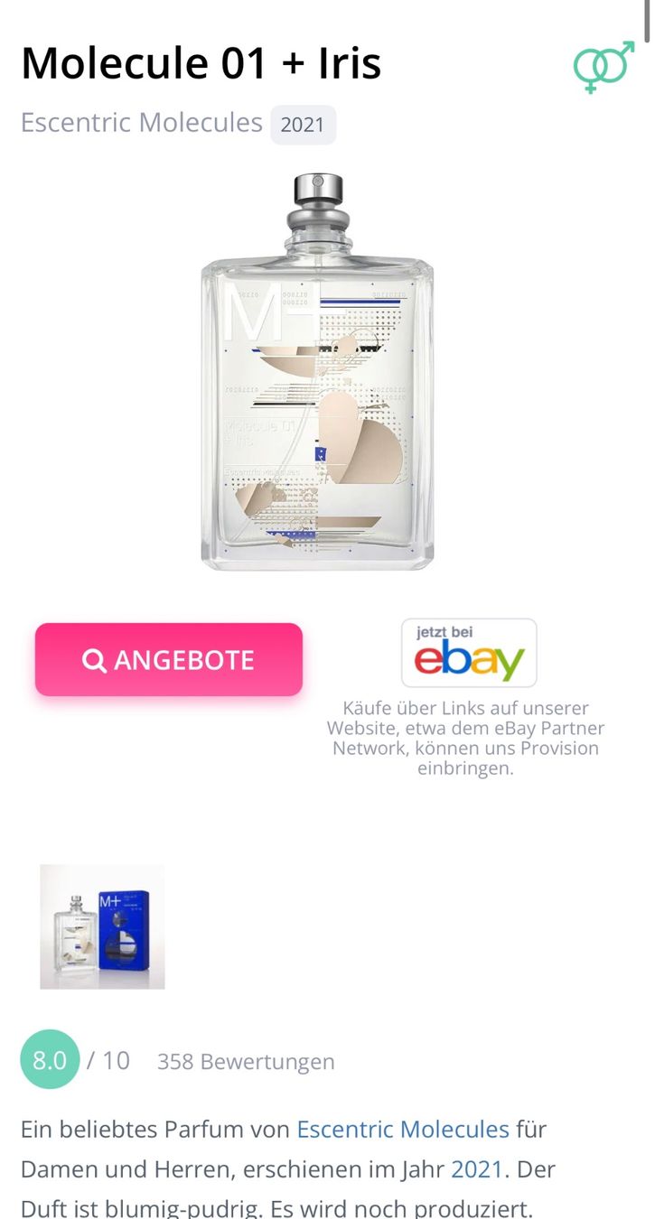 Parfums & Eau de Toilette: Molecule 01 + Iris Escentric Molecules EDT 2ML Abfüllung – D'occasion à Zürich par deruja 2